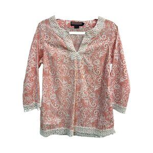 Vineyard Vines Pink Shell Sealife Lace Trim Tunic Size Small